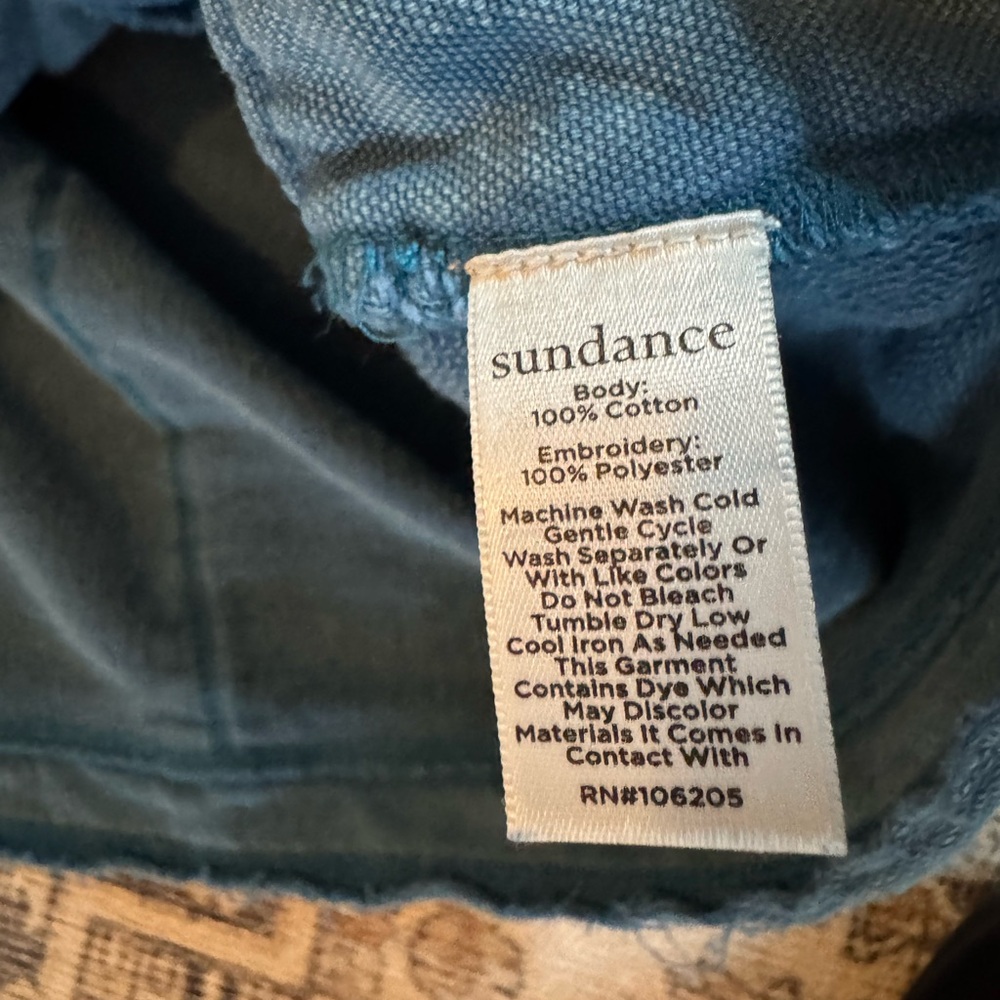 Sundance Blue Embroidered Pullover Boho Lace Up Sweatshirt, Size Medium - Picture 9 of 14